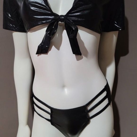 Daring Nights Vegan Leather Lingerie Set - Picture 7 of 8